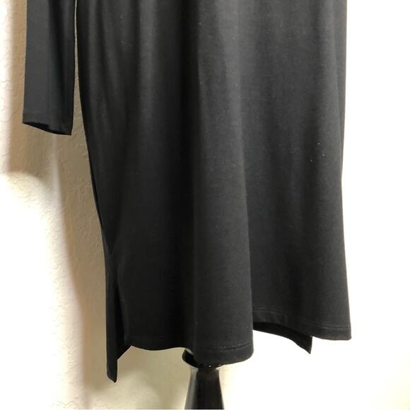 Eileen Fisher black long sleeve side slit hem tunic dress size Extra Small XS - Picture 3 of 11